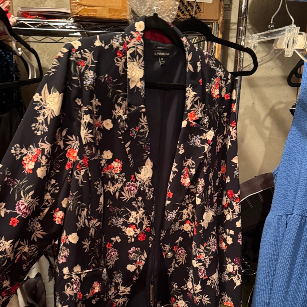 Lane Bryant Floral Blazer - Black and Red